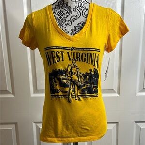 Colosseum West Virginia V Neck Yellow Women's Top S